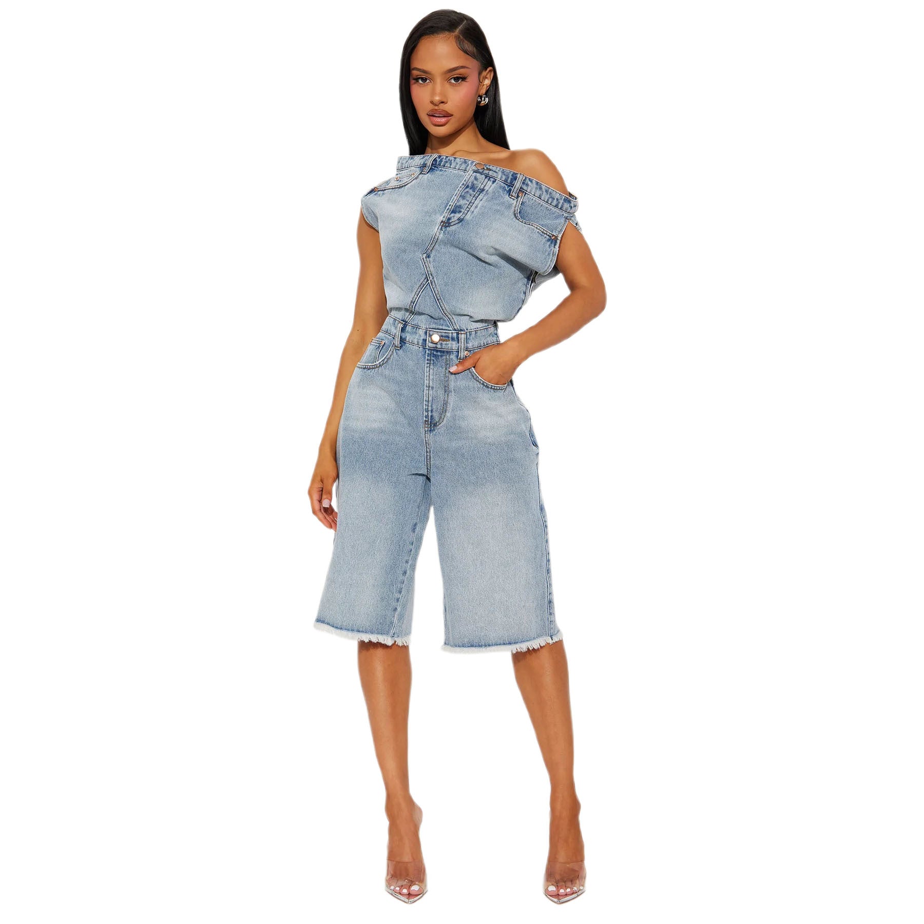 “Hard Grace” Denim Romper