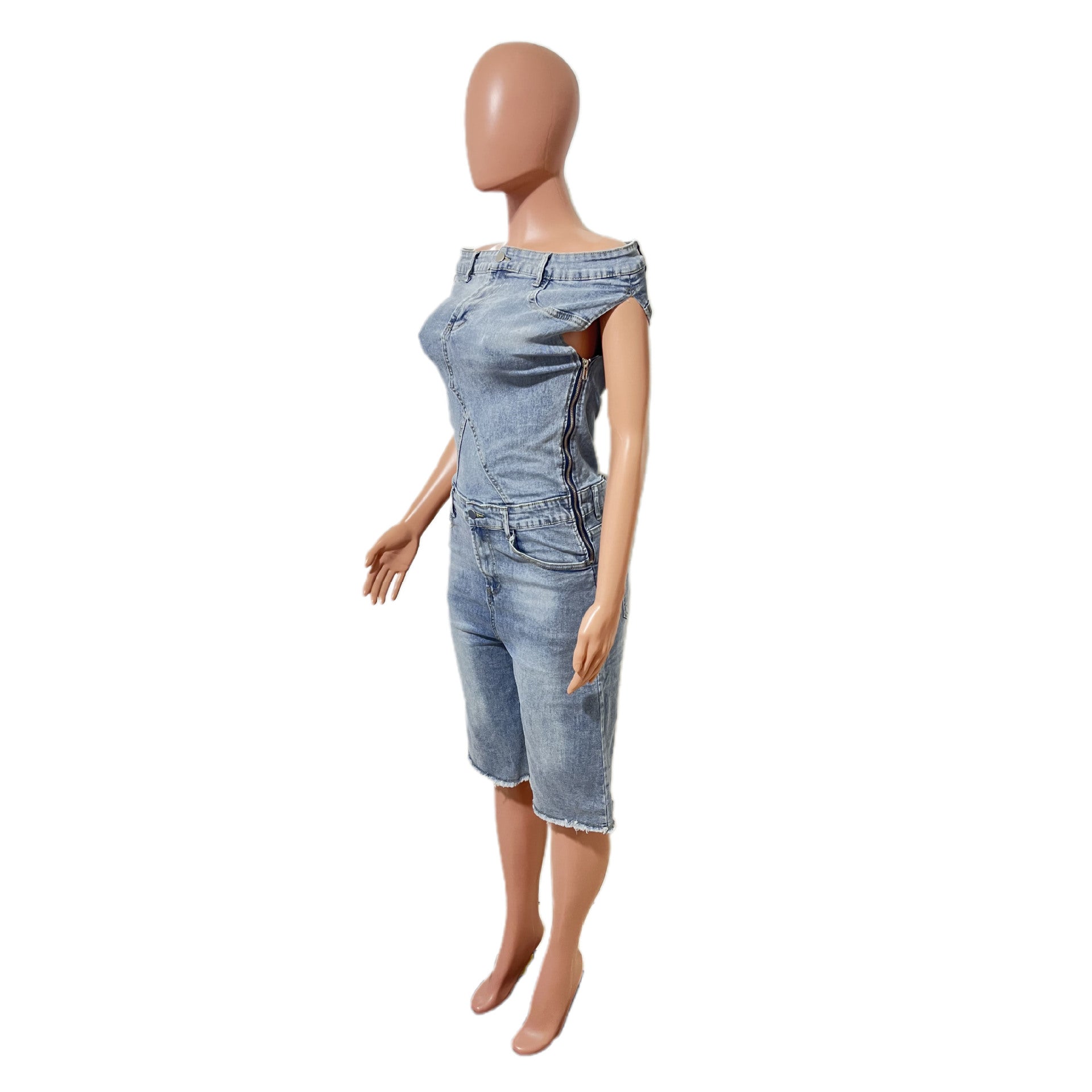 “Hard Grace” Denim Romper