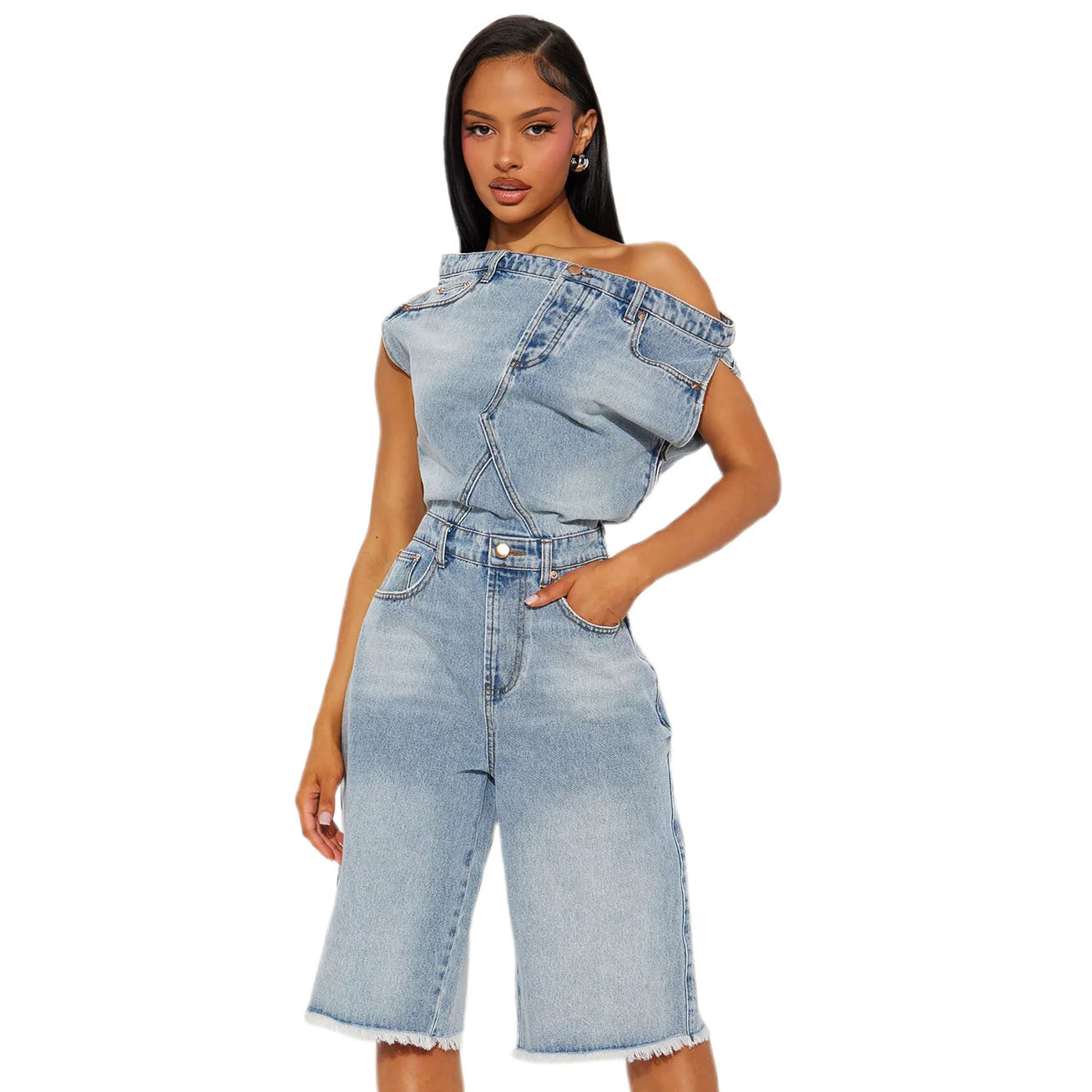 “Hard Grace” Denim Romper