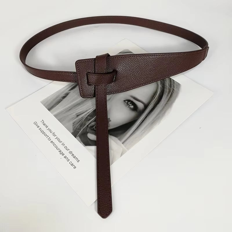 Designer Belts for Women High Quality Knot Soft Pu Leather Long Waistband Female Waist Wide Coat Corset Belt Cummerbunds