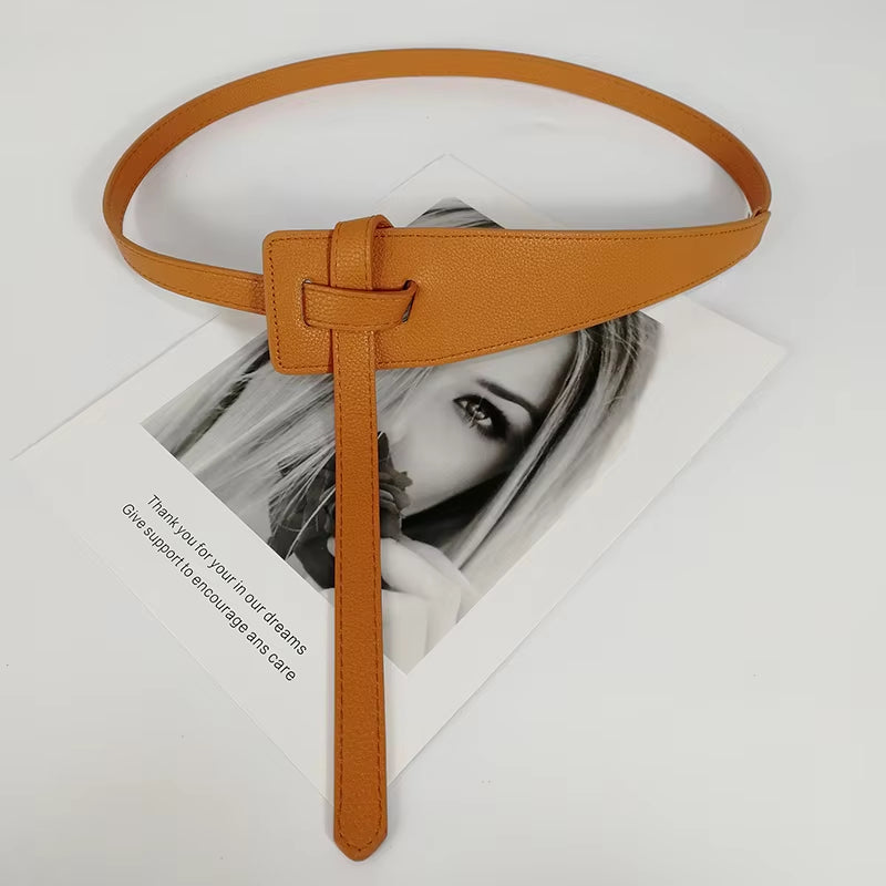 Designer Belts for Women High Quality Knot Soft Pu Leather Long Waistband Female Waist Wide Coat Corset Belt Cummerbunds